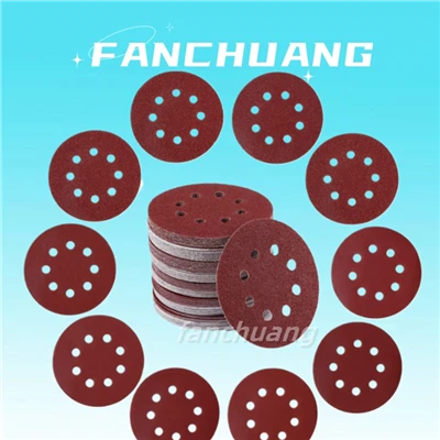 Red Flocking Sandpaper For Polishing And Sanding,5Inch 8Holes